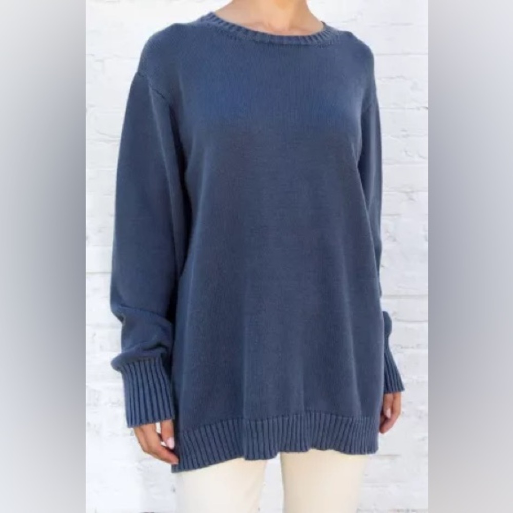 Brandy Melville Navy Blue Oversized Crewneck Sweater
